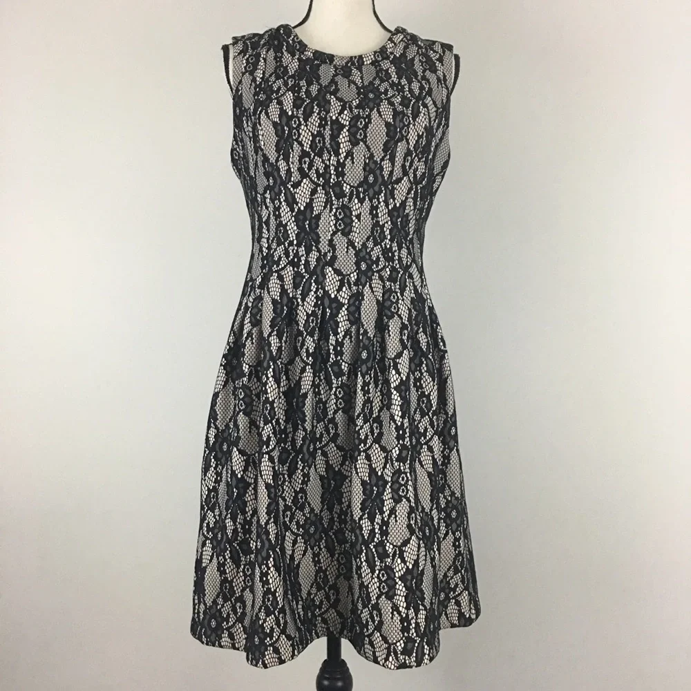 Anthropologie HD in Paris Violante Lace Fit & Flare Sleeveless Dress Stretch - Picture 3 of 7